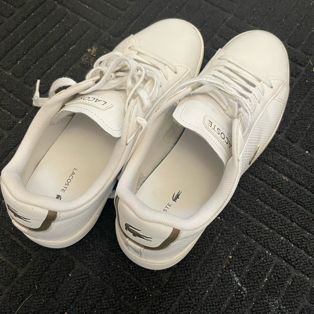 Lacoste Low-Top White Sneakers with Gold Logo Detail